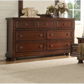 Baltimore Transitional Style 7-Drawers Dresser with Metal Drawer Knobs Made with Wood in Dark Walnut