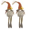 2pcs 5.5x3.5x20.5" Fabric Sitting Oranged Gnome With Maple Leaf On Hat, for Holiday Harvest Festival Fall Festival & Thanksgiving Table Decorations
