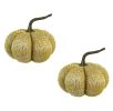 Set of 2, 7x7x7.2"H knitted Weighted Pumpkin, Pumpkin Ornament Decor for Holiday Harvest Festival Fall Festival & Thanksgiving