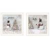 Trendy Decor 4U 2-Piece Vignette Winter - Peace On Earth White Framed Wall Art for Living Room, Holiday Wall Art Print for Home Decor