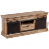 TV Stand with 2 Sliding Doors Solid Wood Mango 43.3"x11.8"x17.7"