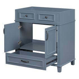 30'' Bathroom Vanity without Top,Solid Wood Frame Bathroom Storage Cabinet with Soft Closing Doors,Frame Bathroom Storage Cabinet Only, Retro Style