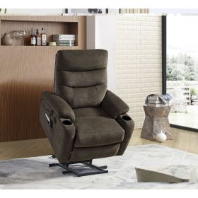 Liyasi Electric Power Lift Recliner Chair Sofa with Massage and Heat for Elderly, 3 Positions, 2 Side Pockets and Cup Holders, USB Ports