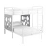 Modern Geo Cutout Colorful Twin L-Shaped Bunk Bed – White / Cool Grey