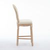Solid Wood Bar stools Set of 2, Classic French Country Wooden Barstools with Upholstered Seating