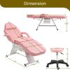 Massage Salon Tattoo Chair with Two Trays Esthetician Bed with Hydraulic Stool,Multi-Purpose 3-Section Facial Bed Table