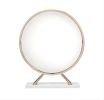 ACME Midriaks Mirror & Stool in PU, White & Gold Finish AC00723