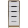 Kaia 5 Drawer Dresser; Vertical Dresser -White / Pine