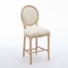 Solid Wood Bar stools Set of 2, Classic French Country Wooden Barstools with Upholstered Seating