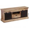 TV Stand with 2 Sliding Doors Solid Wood Mango 43.3"x11.8"x17.7"