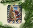 Australian Terrier and Santa Claus Porcelain Ornament Christmas Tree Hanging Decorations for Home Christmas Holiday, Rectangle, Gift, Multicolor