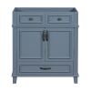 30'' Bathroom Vanity without Top,Solid Wood Frame Bathroom Storage Cabinet with Soft Closing Doors,Frame Bathroom Storage Cabinet Only, Retro Style