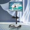 Height and Angle Adjustable Multi-Function Tempered Glass Metal Frame Floor With Lockable Wheels Mobile TV Stand
