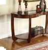 Dark Cherry 1pc Sofa Table Open Bottom Shelf Glass Insert Top Cocktail Table Living Room Furniture