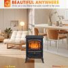 HOMCOM 21" Electric Fireplace Heater, Freestanding Fire Place Stove with Realistic LED Flames and Logs, and Overheating Protection, 750W/1500W, Black