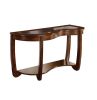 Dark Cherry 1pc Sofa Table Open Bottom Shelf Glass Insert Top Cocktail Table Living Room Furniture
