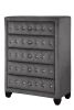 Modern Style Crystal Tufted Upholstery 5-Drawer Chest finished with Velvet Fabric made with Wood in Gray