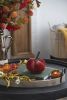 4.3x4.3x6"H Velvet Weighted Pumpkin W/Resin Stem Rusty Orange, Set of 4