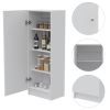 Della 60 Kitchen Pantry with Countertop; Closed & Open Storage -White