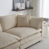 Modern Accent Chair with Ottoman, Living Room Club Chair Chenille Upholstered Armchair , Reading Chair for Bedroom, Beige Chenille
