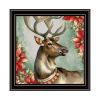 Trendy Decor 4U 2-Piece Vignette Old World Reindeer & Bell Black Framed Wall Art for Living Room, Holiday Wall Art Print for Home Decor