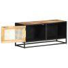 TV Stand 35.4"x11.8"x15.7" Rough Mango Wood and Natural Cane