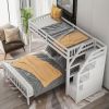 Twin over Full Loft Bed with Staircase,White