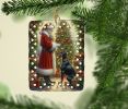 Doberman Pinscher and Santa Claus Porcelain Ornament Christmas Tree Hanging Decorations for Home Christmas Holiday, Rectangle, Gift, Multicolor