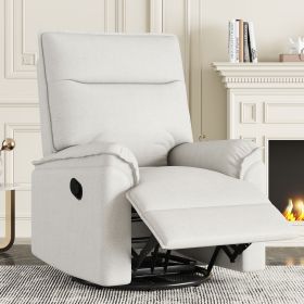 360 Degree Swivel Upholstered Manual Recliner Chair Theater Recliner Sofa Nursery Glider Rocker for Living Room (Color: Beige, Material: Linen)
