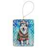 Alaskan Malamute Christmas Porcelain Ornament Christmas Tree Hanging Decorations for Home Christmas Holiday, Rectangle, Gift, Multicolor