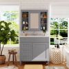 36'' Bathroom Vanity with Medicine Cabinet, Royal Blue Mirror Cabinet, Modern Bathroom Storage Cabinet with 2 Soft Closing Doors and 4 Drawers