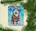 Alaskan Malamute Christmas Porcelain Ornament Christmas Tree Hanging Decorations for Home Christmas Holiday, Rectangle, Gift, Multicolor