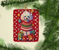 Poodle Holiday Christmas Porcelain Ornament Christmas Tree Hanging Decorations for Home Christmas Holiday, Rectangle, Gift, Multicolor